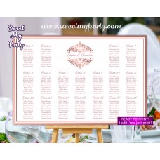 Rose gold Seating Chart printable,Rose Gold Seating Plan printable,(114)